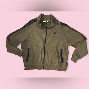 Puma Olive Green Zip-Up Track Jacket XXL